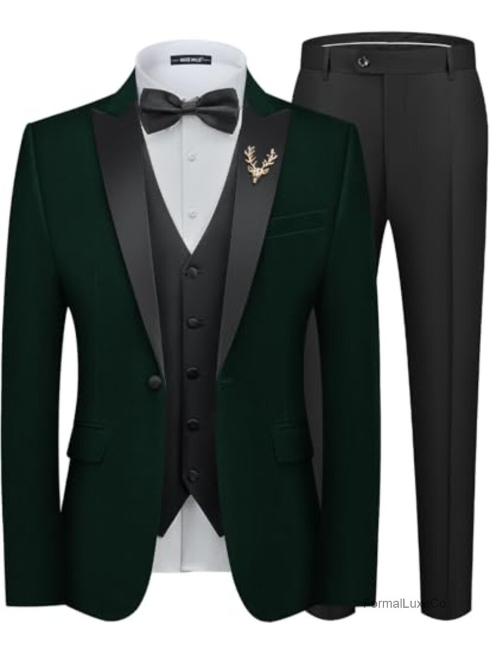 Mens Velvet 3 Piece Suit Slim Fit Peak Lapel Tuxedo Set